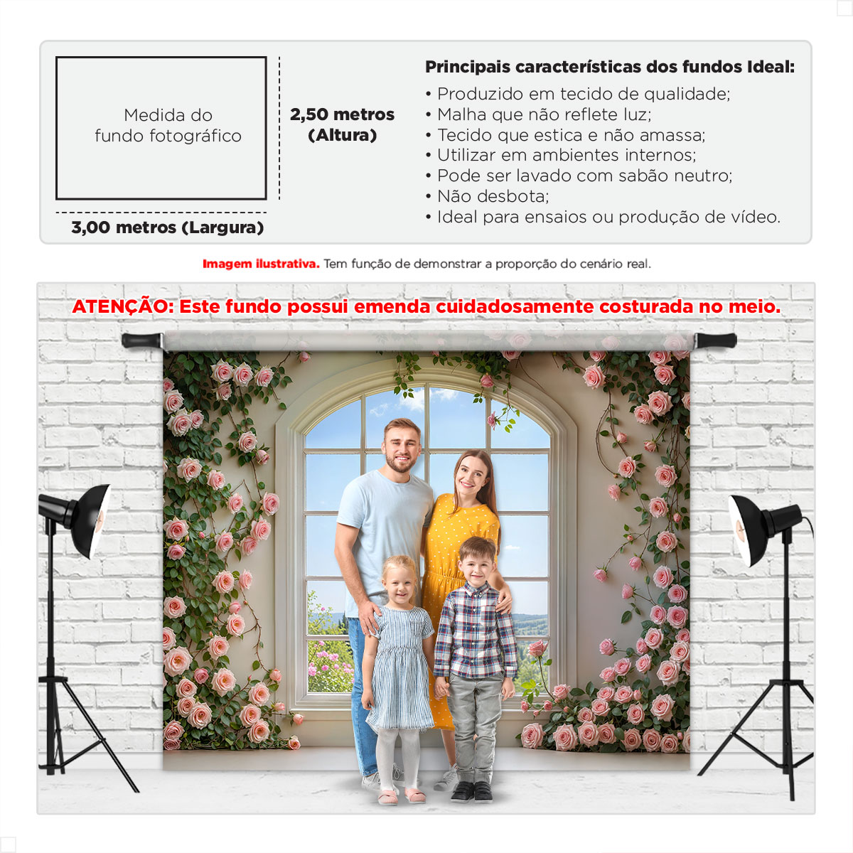 Fundo Fotográfico Dia das Mães Janela Rosas