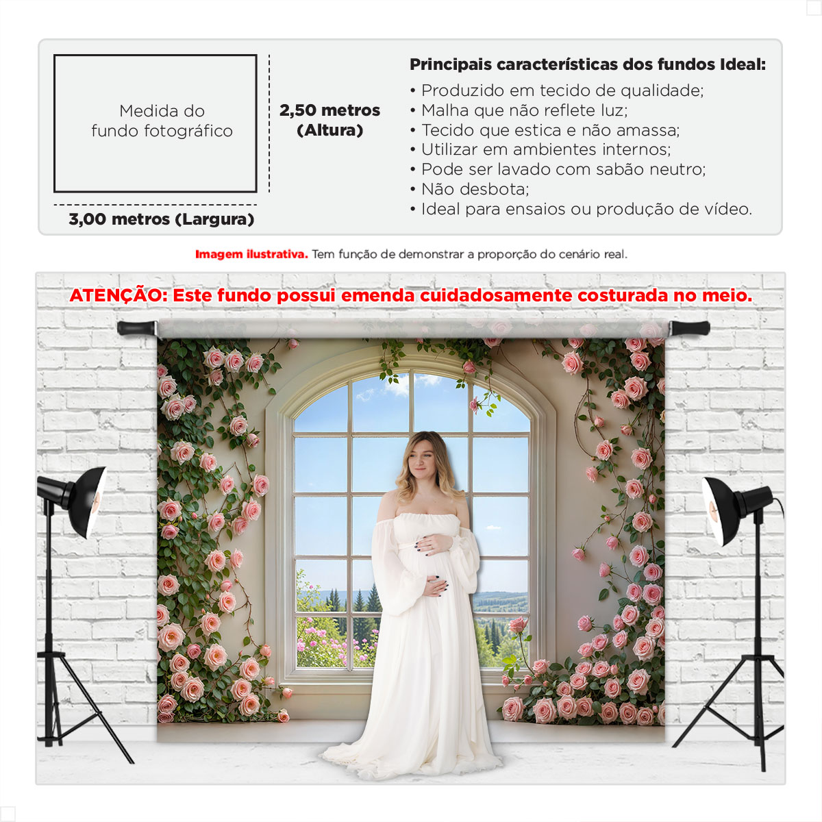 Fundo Fotográfico Dia das Mães Janela Rosas