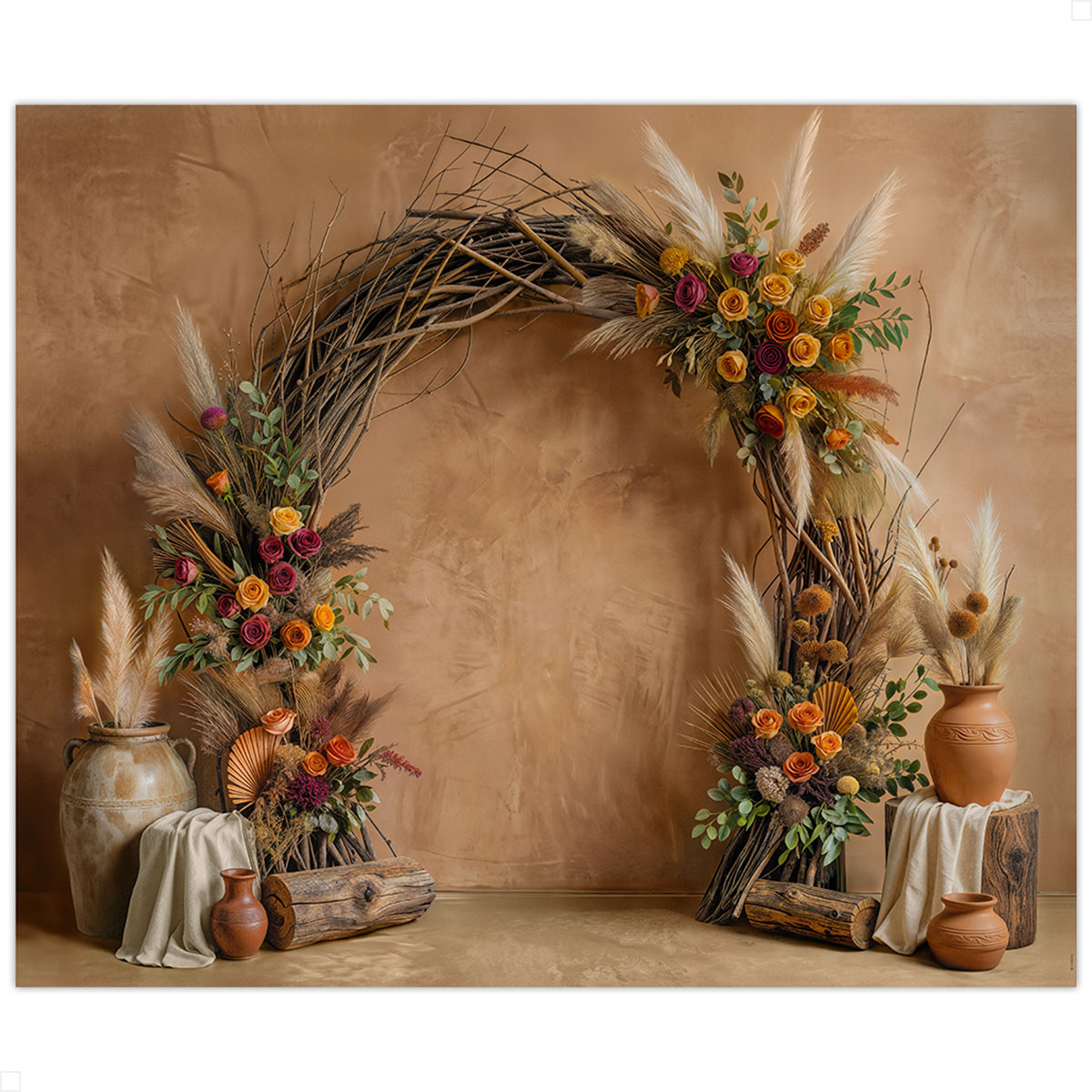 Fundo Fotográfico Dia das Mães Arco Rústico Boho