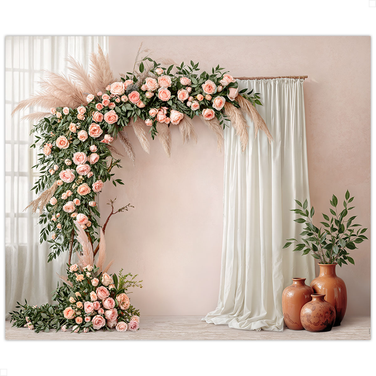 Fundo Fotográfico Dia das Mães Arco de Rosas