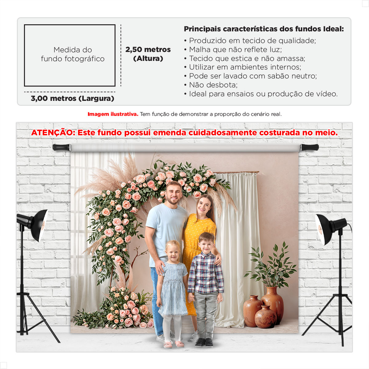 Fundo Fotográfico Dia das Mães Arco de Rosas