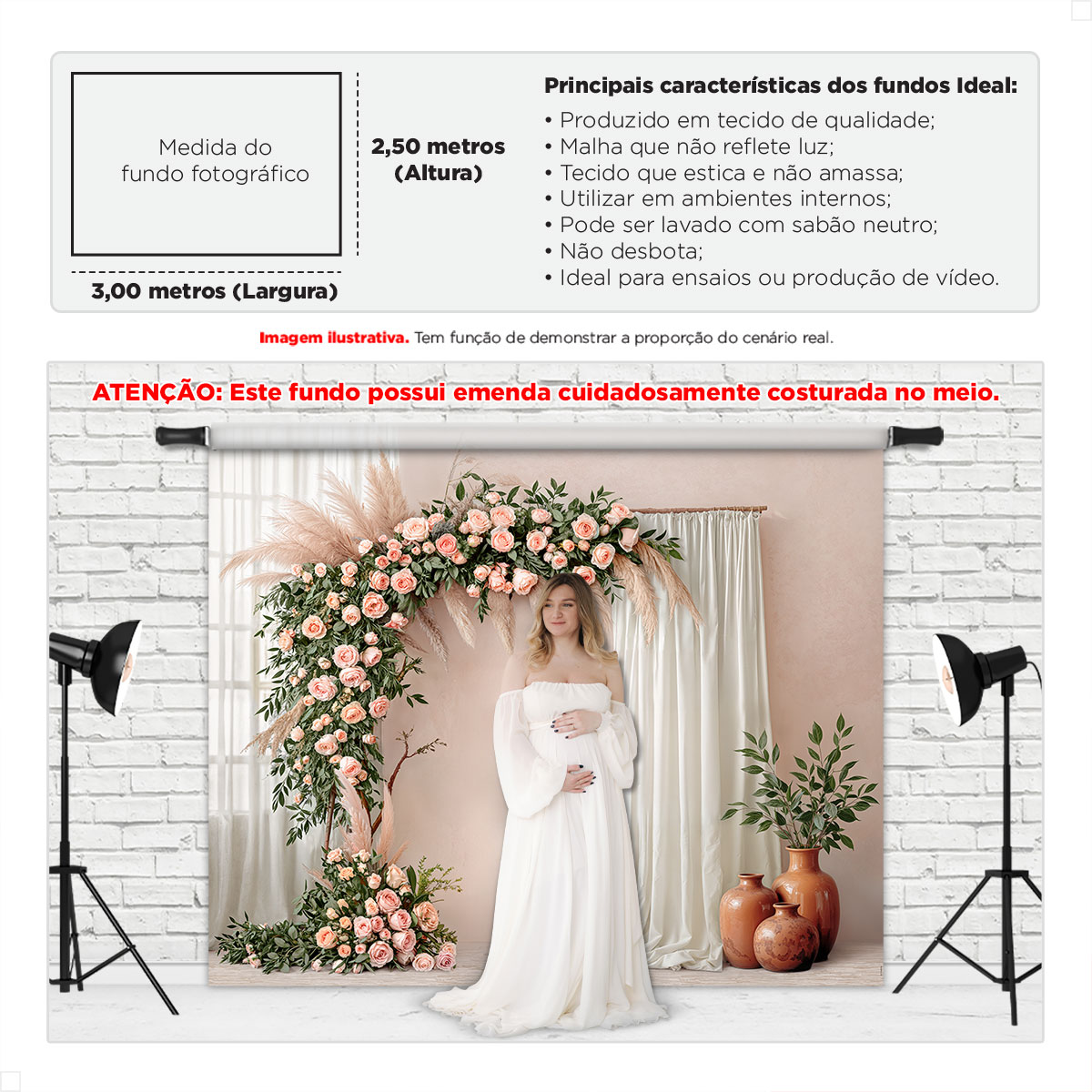 Fundo Fotográfico Dia das Mães Arco de Rosas